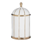 Medium White and Gold Ceramic Jar