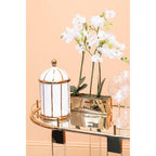Medium White and Gold Ceramic Jar