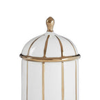 Medium White and Gold Ceramic Jar