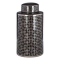 Black and Silver Finish Large Ceramic Jar