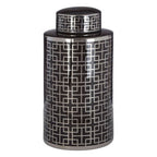 Black and Silver Finish Small Ceramic Jar