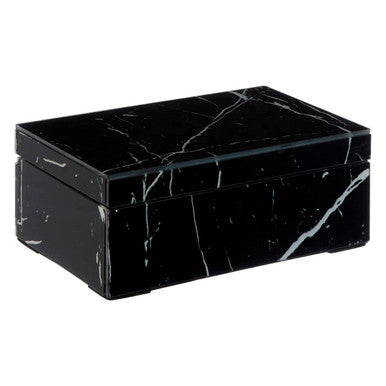 Small Black Marble Design Glass Trinket Box