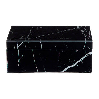 Small Black Marble Design Glass Trinket Box