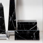 Small Black Marble Design Glass Trinket Box