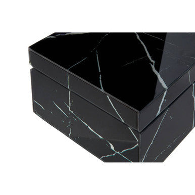 Small Black Marble Design Glass Trinket Box