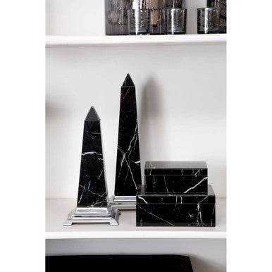 Small Black Marble Design Obelisk Sculpture | Renata