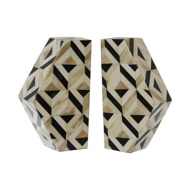 Ivory and Black Set of 2 Bookends