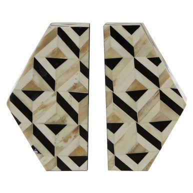 Ivory and Black Set of 2 Bookends