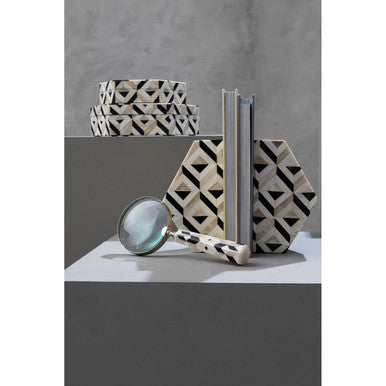 Ivory and Black Set of 2 Bookends
