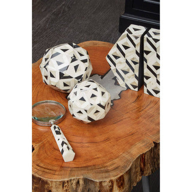 Ivory and Black Set of 2 Bookends