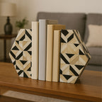 Ivory and Black Set of 2 Bookends