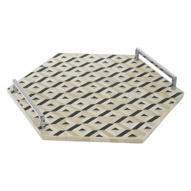 Ivory and Black Hexagon Tray