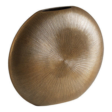 Large Gold Finish Round Vase