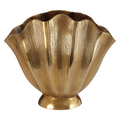 Small Gold Finish Fluted Vase