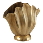 Large Gold Finish Fluted Vase