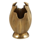 Large Gold Finish Fluted Vase
