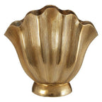 Large Gold Finish Fluted Vase
