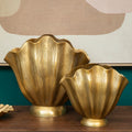 Large Gold Finish Fluted Vase
