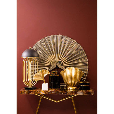Large Gold Finish Fluted Vase