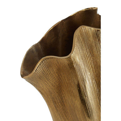Large Gold Finish Fluted Vase