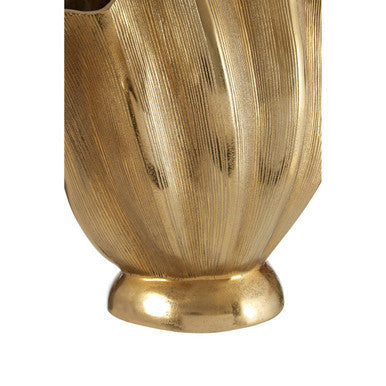 Large Gold Finish Fluted Vase