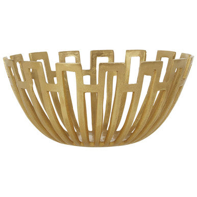 Large Geometric Pattern Gold Finish Bowl