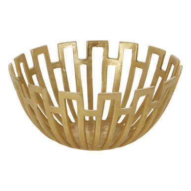 Large Geometric Pattern Gold Finish Bowl