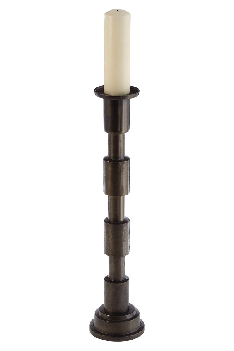 Matte Black Stacked Large Candle Holder