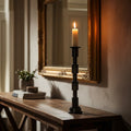 Matte Black Stacked Large Candle Holder