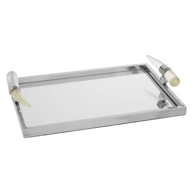 Mirrored Tray with Acrylic Horn Handles