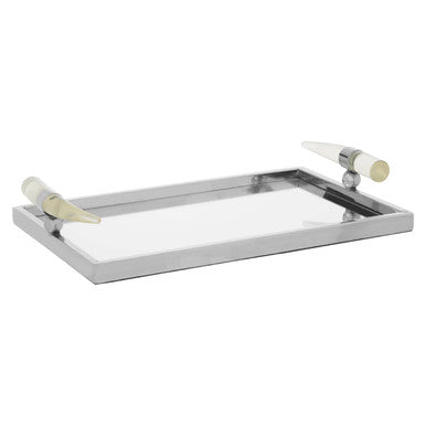 Mirrored Tray with Acrylic Horn Handles