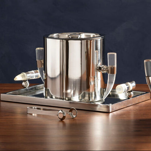 Mirrored Tray with Acrylic Horn Handles