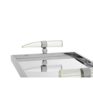 Mirrored Tray with Acrylic Horn Handles