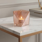 Small Pink Glass Candle Holder