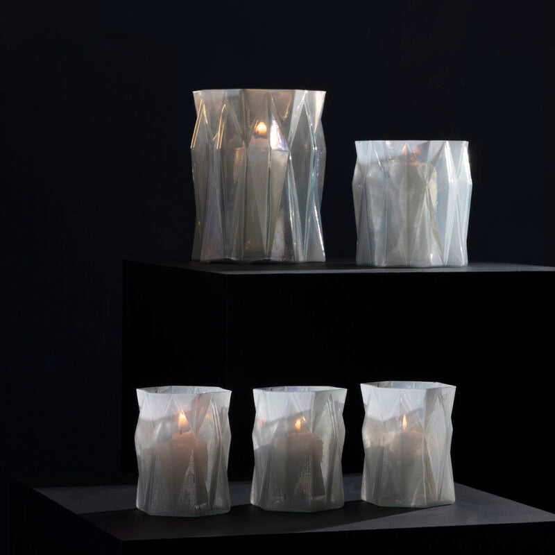 Large Iridescent Glass Candle Holder