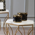 Large Gold and Black Hair on Leather Trinket Box