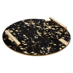 Black Cowhide Tray with Metal Rim
