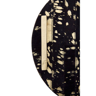Black Cowhide Tray with Metal Rim
