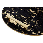 Black Cowhide Tray with Metal Rim