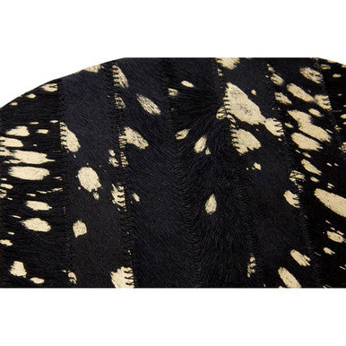 Black Cowhide Tray with Metal Rim