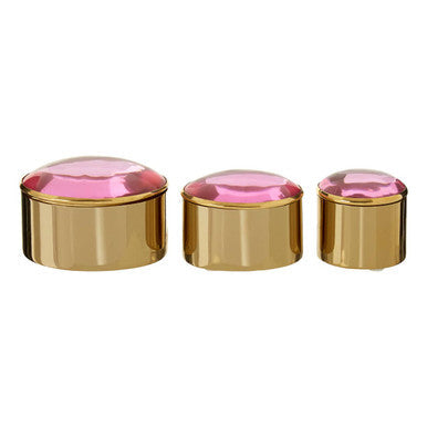 Set of 3 Trinket Boxes with Pink Lids