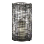 Large Black Woven Wire Candle Holder with Glass Insert