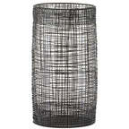 Large Black Woven Wire Candle Holder with Glass Insert