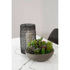 Large Black Woven Wire Candle Holder with Glass Insert