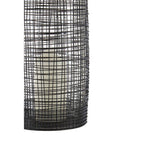 Large Black Woven Wire Candle Holder with Glass Insert