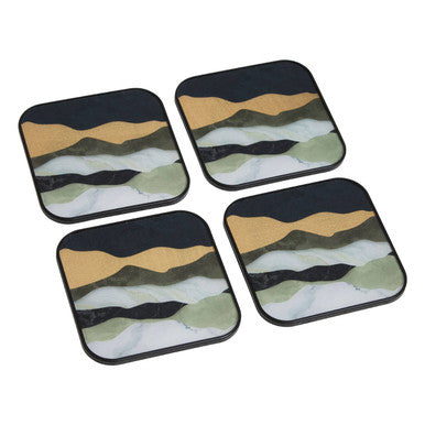 Set of 4 Gold and White Bullseye Coasters