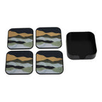 Set of 4 Gold and White Bullseye Coasters