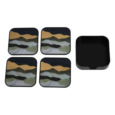 Set of 4 Gold and White Bullseye Coasters
