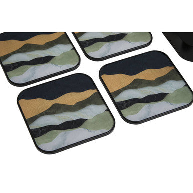 Set of 4 Gold and White Bullseye Coasters