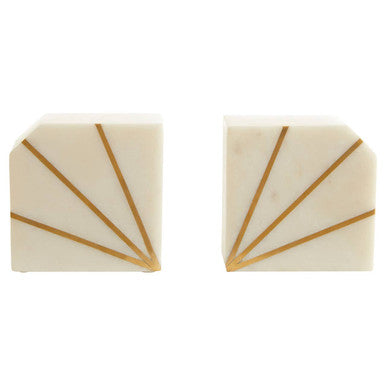 White Marble and Gold Bookends